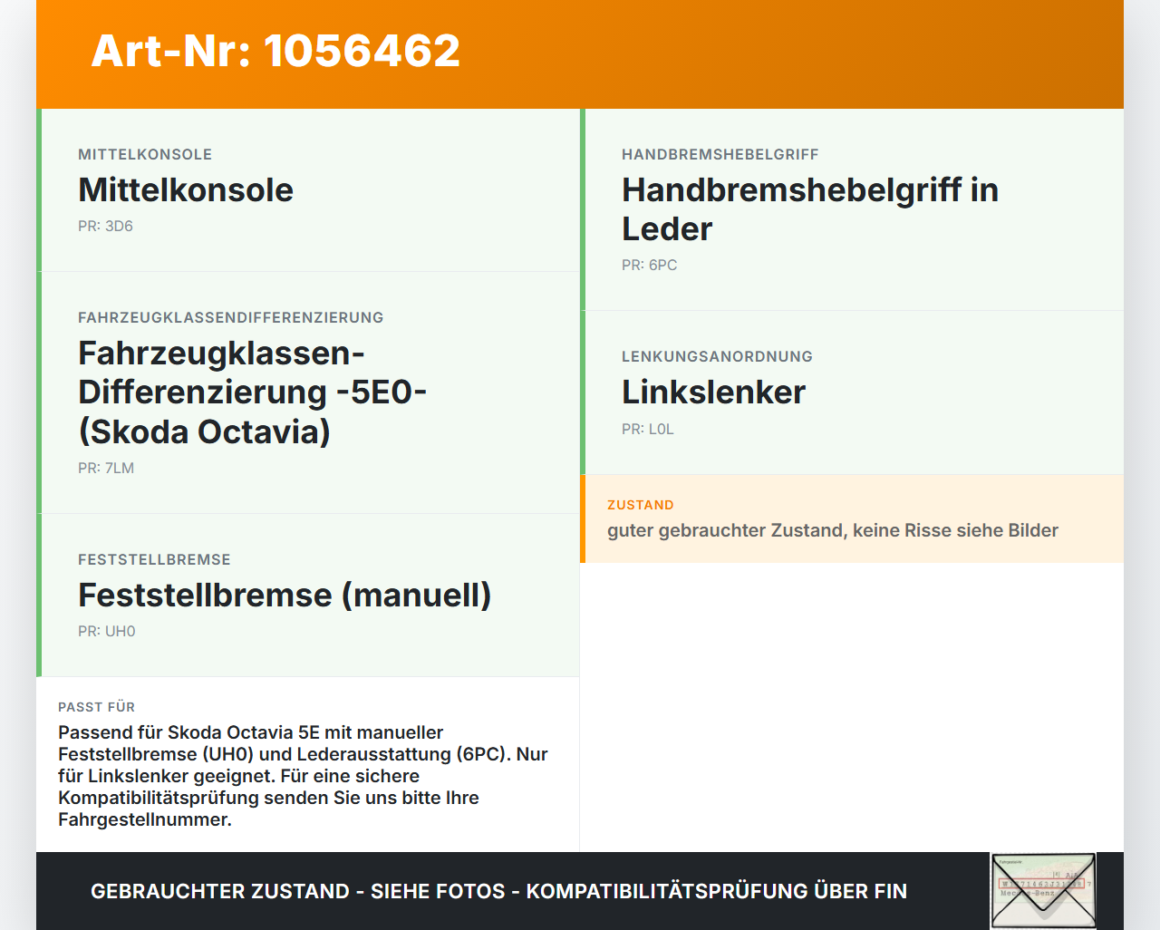 Skoda Octavia III 5E 17-20 TSi 1,0 85KW Ledersack Lederhusse für Handbremshebel Skoda Octavia III 5E 17-20... Vorschau 3