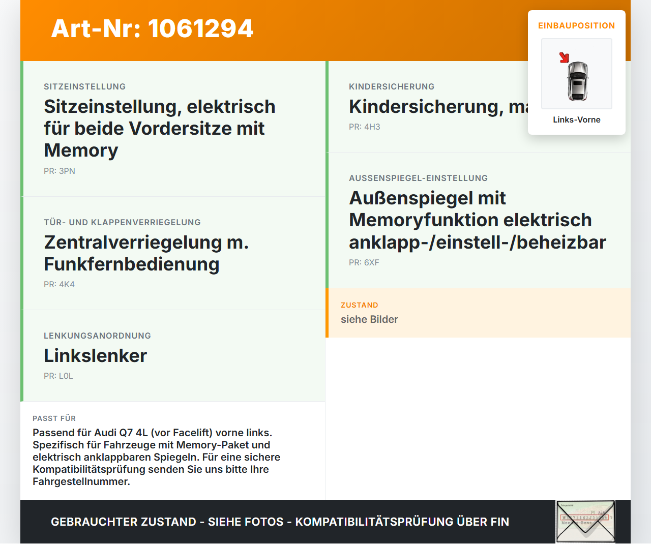 Audi Q7 4L 05-09 Türsteuergerät Steuergerät Links Vorne Audi Q7 4L 05-09 26.06.2007 4L0959793B 4L0910793B... Vorschau 3