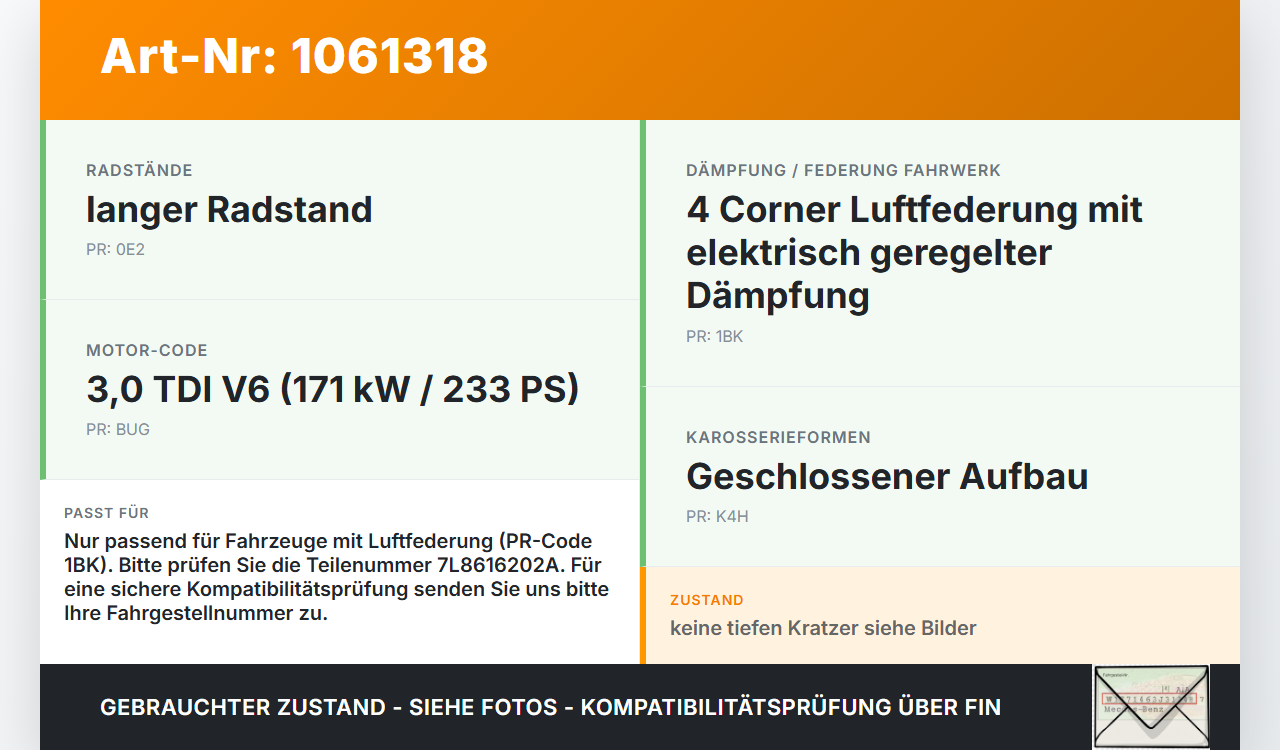Audi Q7 4L 05-09 Druckspeicher für Luftfahrwerk Dämpfung Audi Q7 4L 05-09 26.06.2007 7L8616202A 15.1580-0025.2 gebraucht Vorschau 3