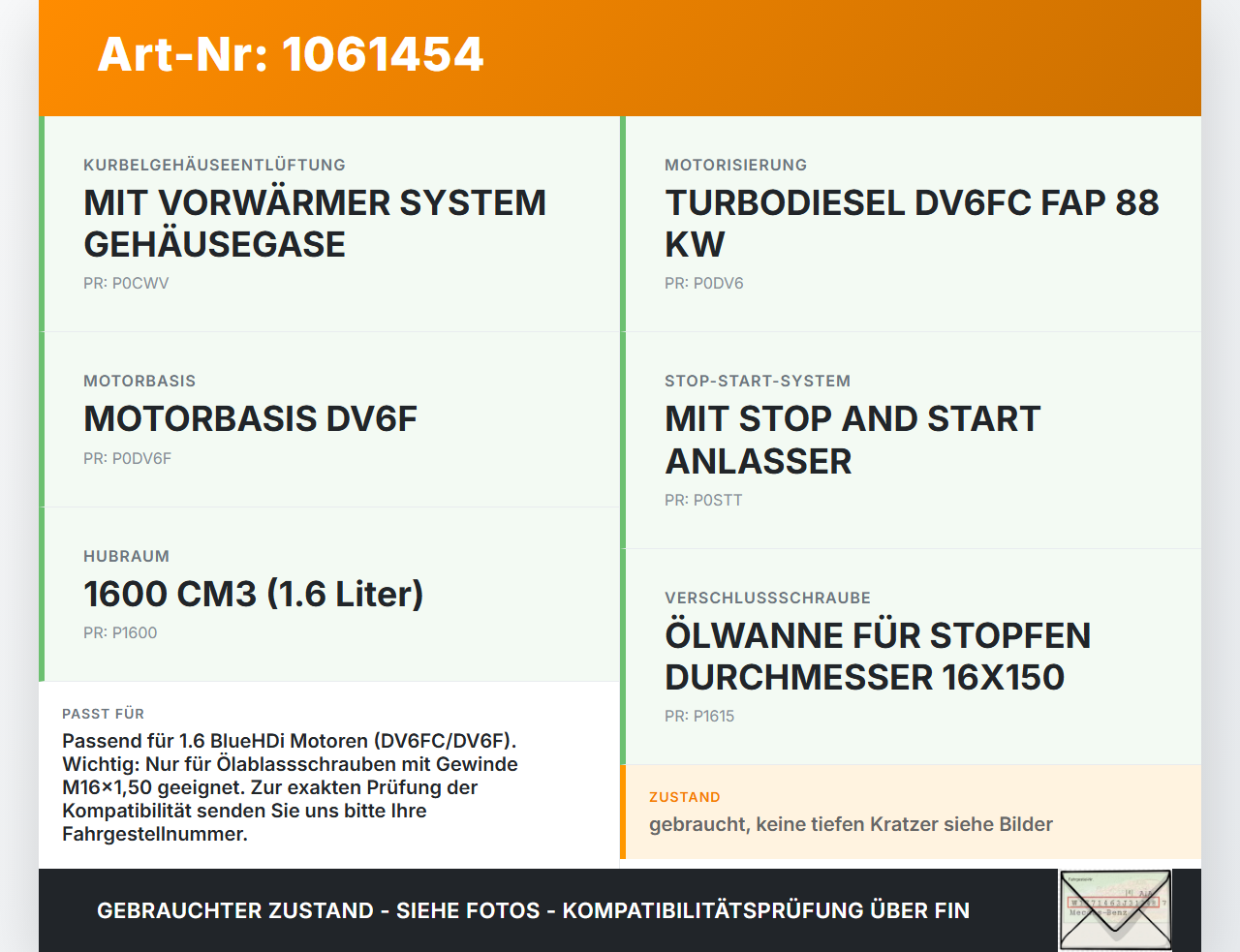 Peugeot 308 SW II 13-17 HDI 1,6 88KW DV6FC Ölwanne Motorwanne Peugeot 308 SW II 13-17 27.10.2015 9813973280 gebraucht Vorschau 3