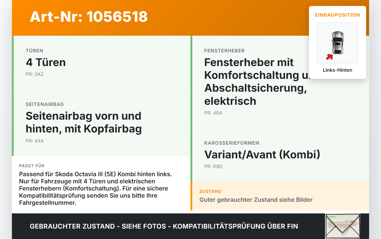 Skoda Octavia III 5E 17-20 Kombi Fensterhebermotor Links Hinten Skoda Octavia III 5E 17-20 17.06.2019 5Q0959811E... Vorschau 3