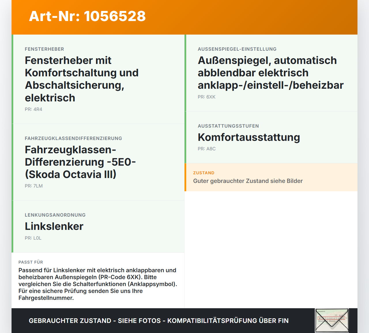 Skoda Octavia III 5E 17-20 Spiegelverstellung Aussenspiegel Schalter Skoda Octavia III 5E 17-20 17.06.2019... Vorschau 3