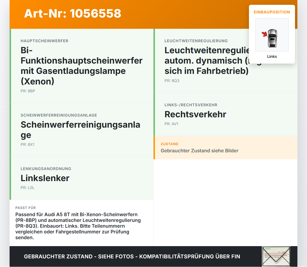 Audi A5 8T 07-12 Xenon Vorschaltgerät Links Audi A5 8T 07-12 04.12.2008 8K0941597E 8K0941597B gebraucht Vorschau 3