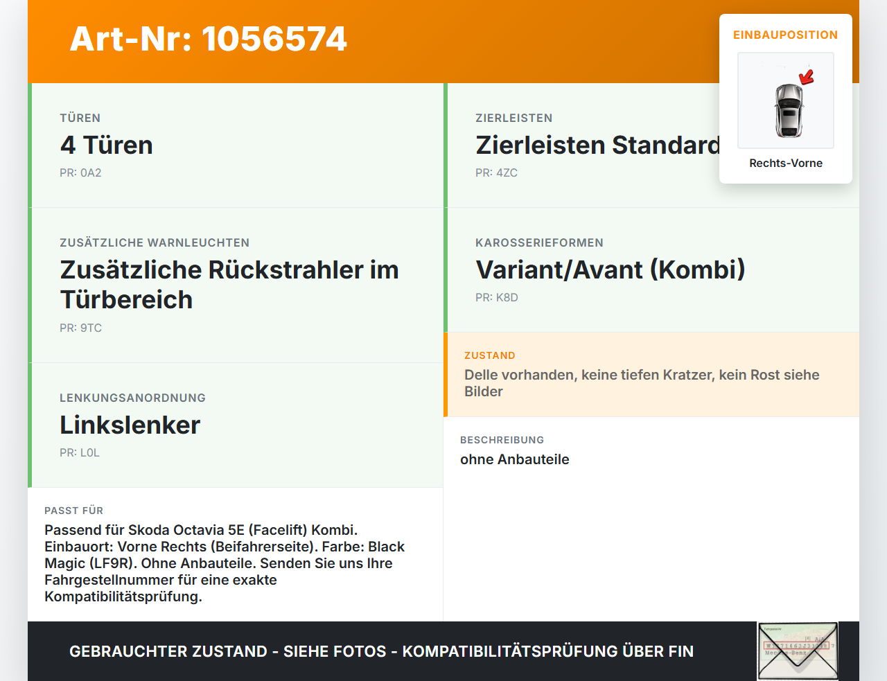 Skoda Octavia III 5E 17-20 Kombi Tür Beifahrertür Rechts Vorne LF9R Skoda Octavia III 5E 17-20 17.06.2019... Vorschau 3