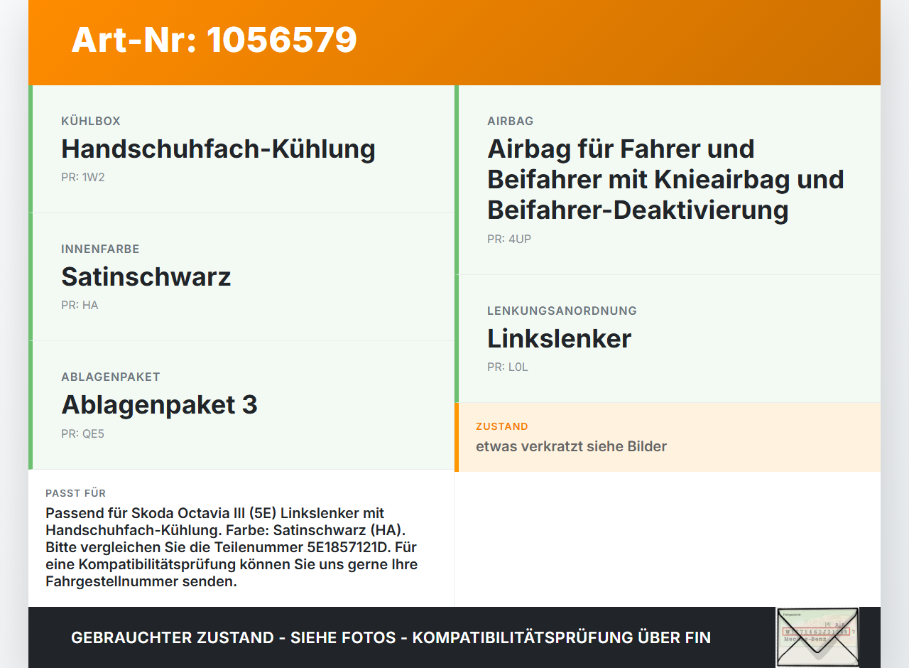 Skoda Octavia III 5E 17-20 Handschuhfach Handschuhkasten Skoda Octavia III 5E 17-20 17.06.2019 5E1857121D... Vorschau 3