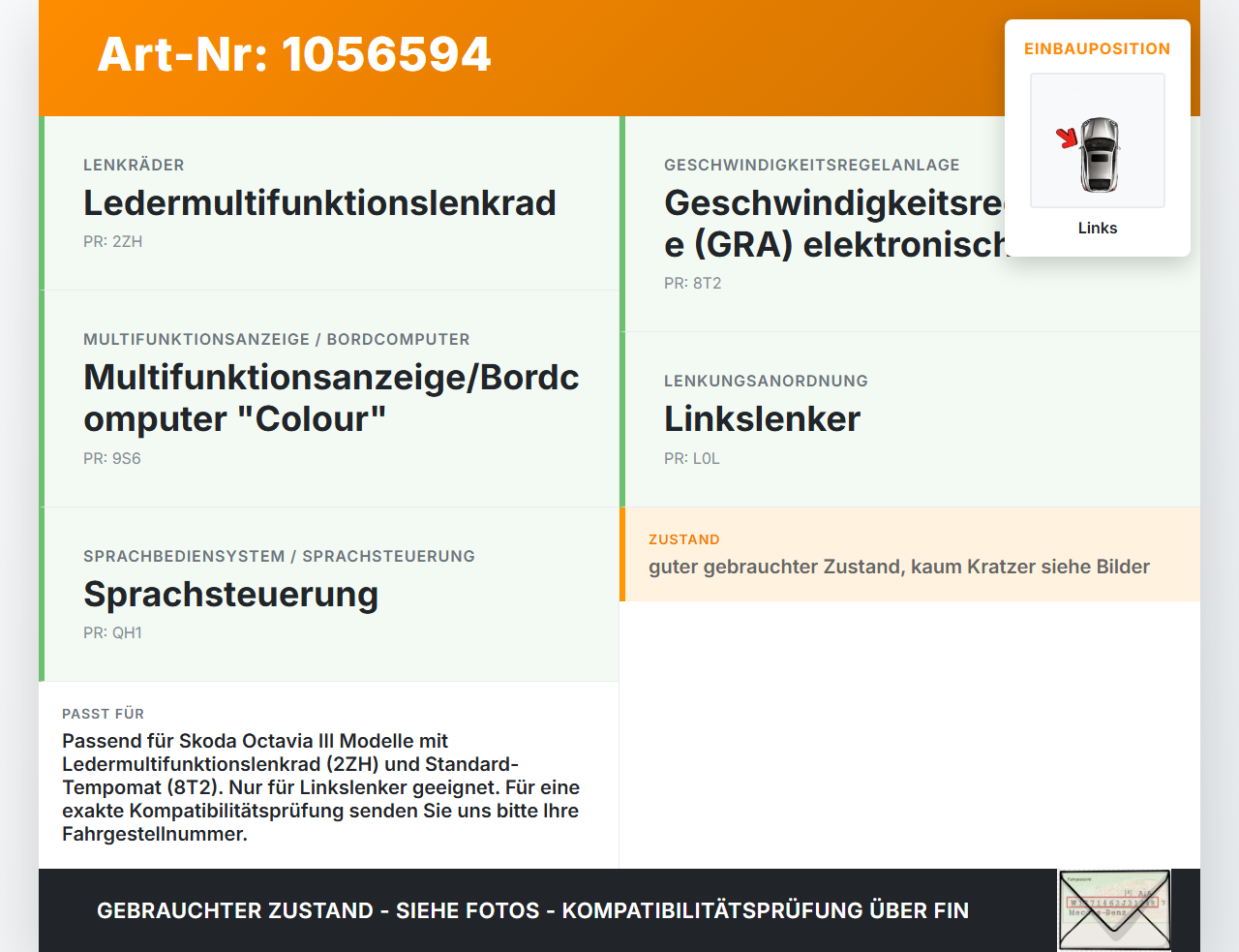 Skoda Octavia III 5E 17-20 Lenkradschalter Multifunktionstasten Lenkrad Schalter Links Skoda Octavia III 5E 17-20... Vorschau 3