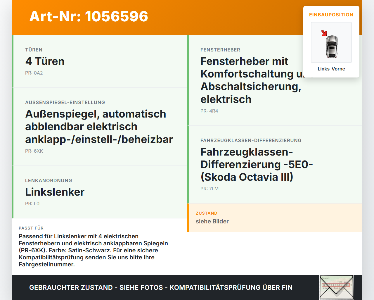 Skoda Octavia III 5E 17-20 Kombi Fensterheberschalter Schalterblock vorne links Skoda Octavia III 5E 17-20... Vorschau 3