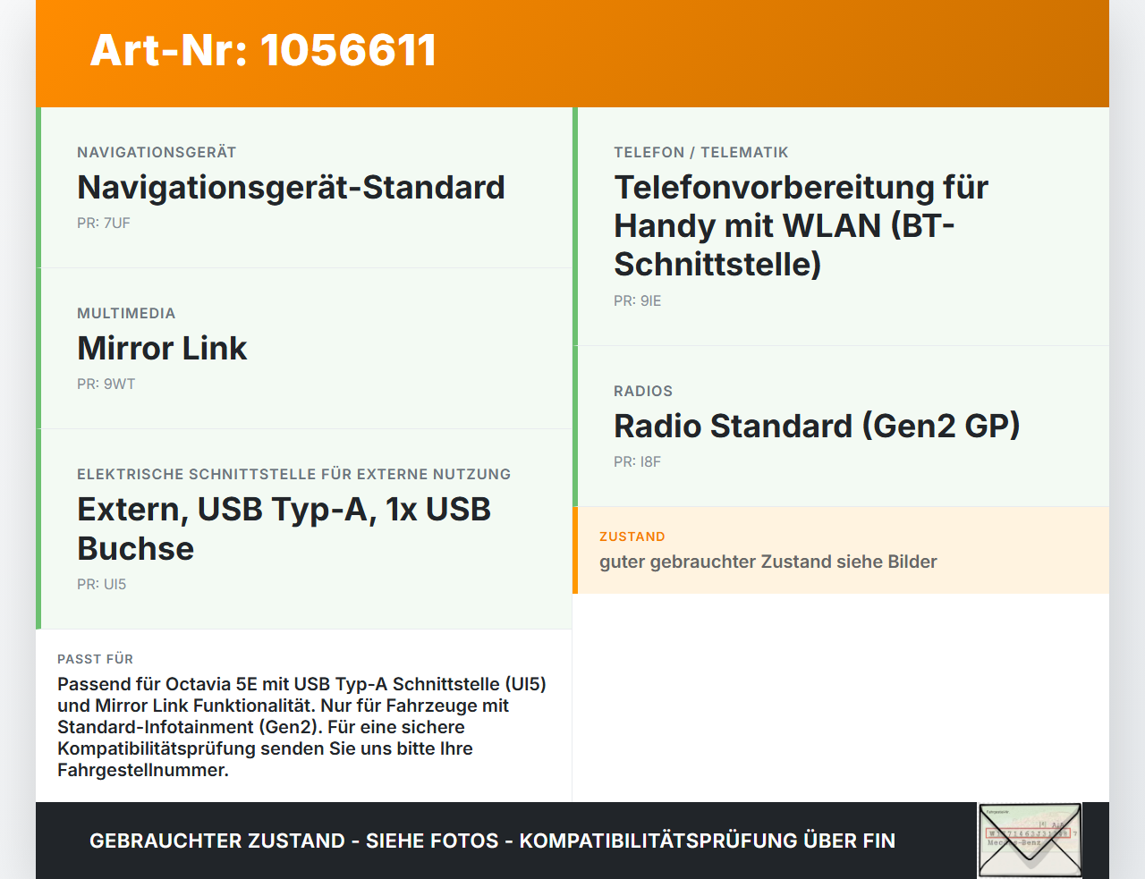 Skoda Octavia III 5E 17-20 TSi 1,0 85KW USB AUX Anschluss Audio Interface Buchse Skoda Octavia III 5E 17-20... Vorschau 3
