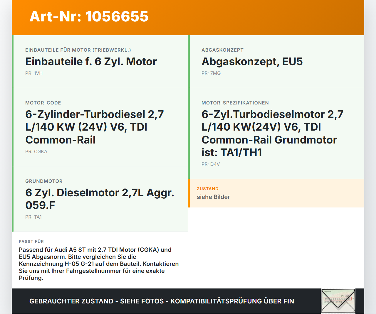 Audi A5 8T 07-12 TDI 2,7 140KW Druckregler Turbolader H-05 G-21 Audi A5 8T 07-12 04.12.2008 gebraucht Vorschau 3