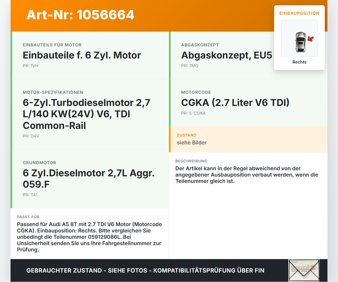 Audi A5 8T 07-12 Luftklappenstellmotor Stellmotor Rechts Audi A5 8T 07-12 04.12.2008 059129712BS 059129086L... Vorschau 3