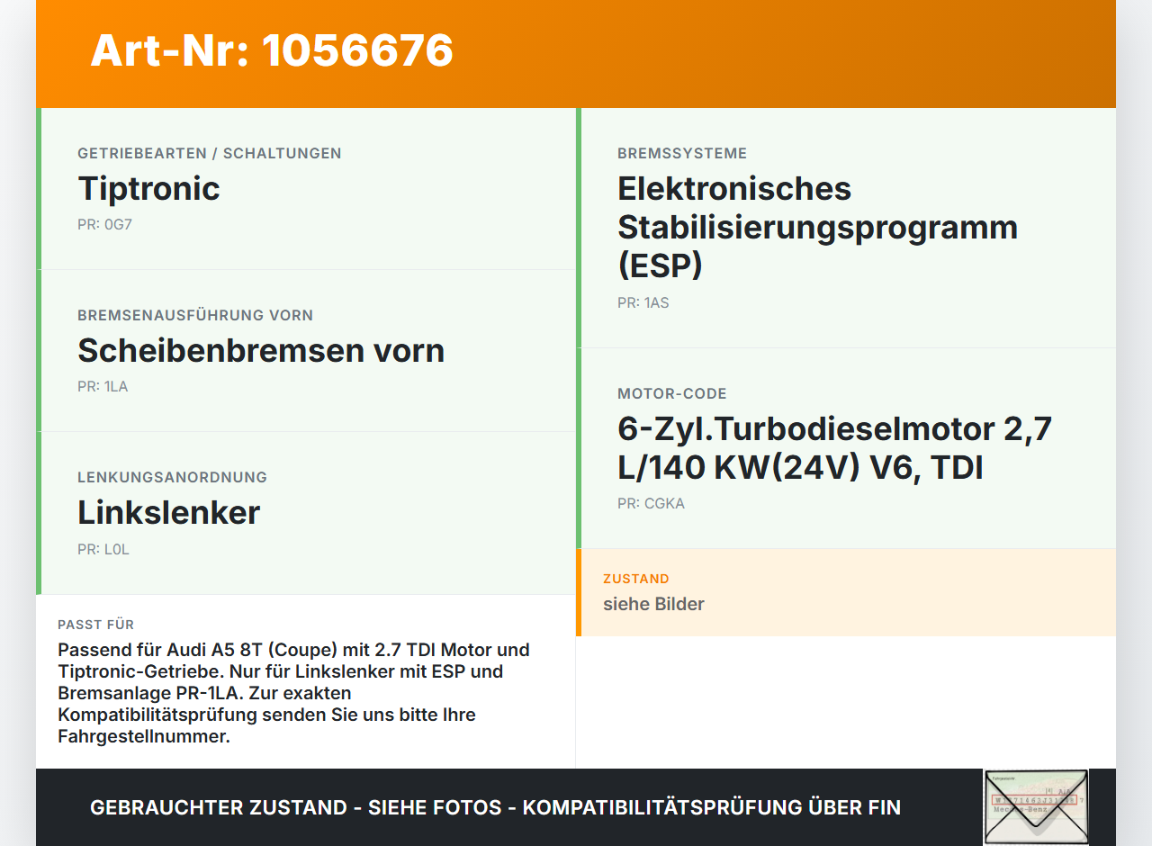 Audi A5 8T 07-12 TDI 2,7 140KW Bremskraftverstärker Audi A5 8T 07-12 04.12.2008 8K0612107B 8K0612103E... Vorschau 3
