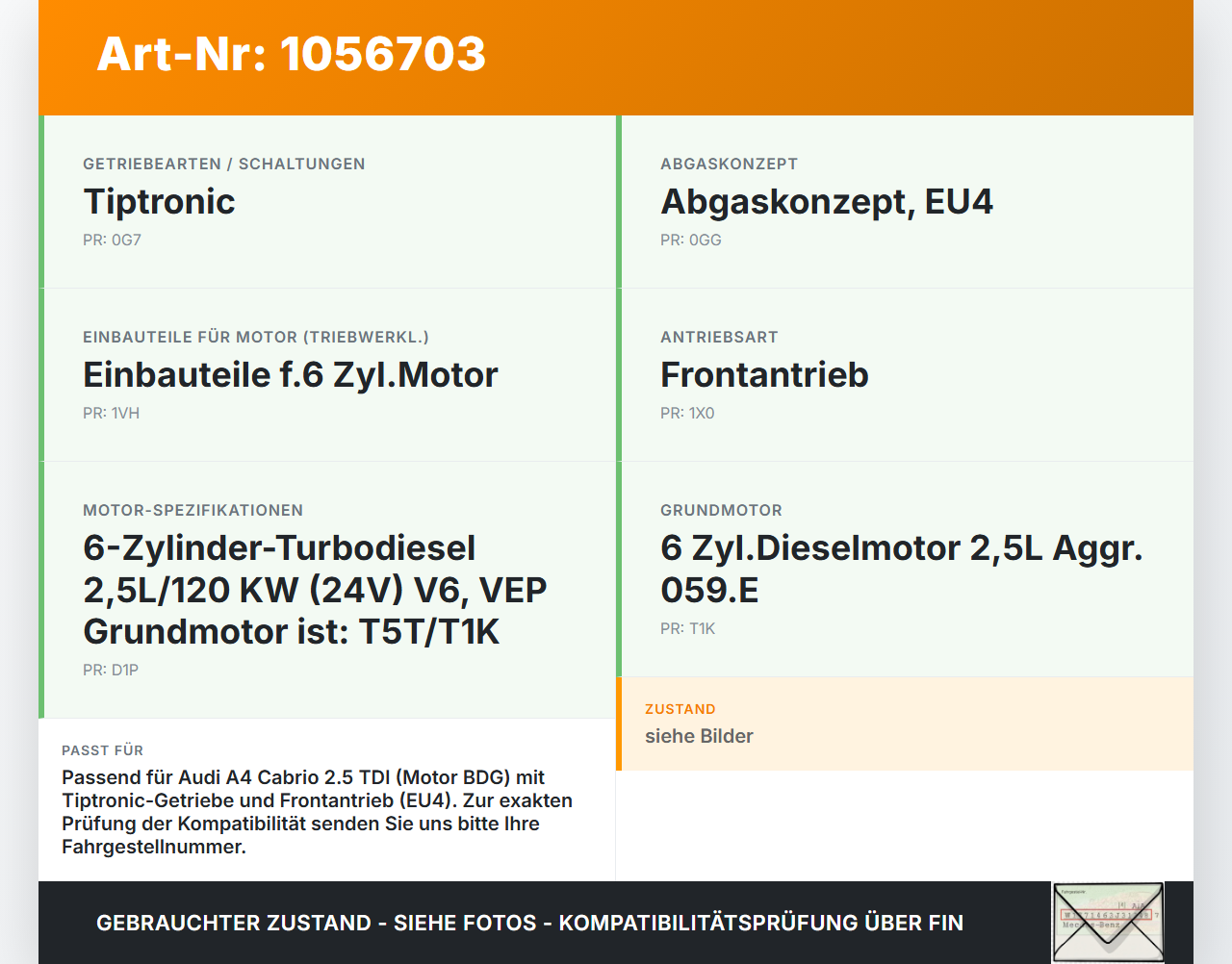 Audi A4 B6 8H 02-05 TDI 2,5 120KW Hosenrohr Abgasrohr Flexrohr Audi A4 B6 8H 02-05 17.05.2005 gebraucht Vorschau 3