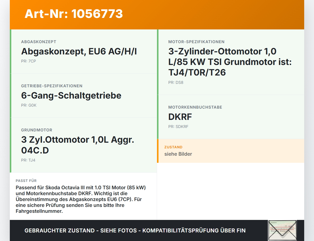 Skoda Octavia III 5E 17-20 TSi 1,0 85KW DKRF Turbolader Turbo Abgasturbolader Skoda Octavia III 5E 17-20 17.06.2019... Vorschau 3