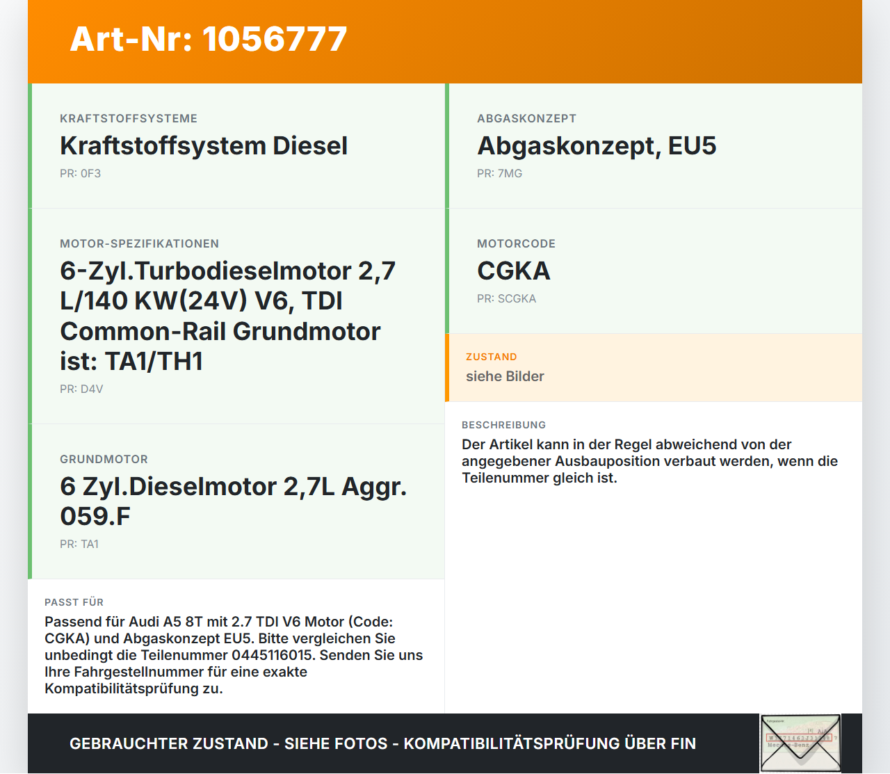 Audi A5 8T 07-12 TDI 2,7 140KW Injektor Einspritzdüse Zyl.3 Audi A5 8T 07-12 04.12.2008 059130277BE 059130277AR... Vorschau 3
