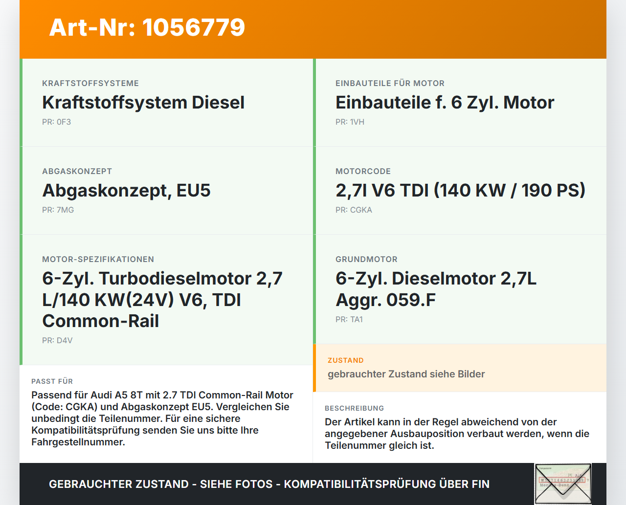 Audi A5 8T 07-12 TDI 2,7 140KW Injektor Einspritzdüse Zyl.2 Audi A5 8T 07-12 04.12.2008 059130277BE 059130277AR... Vorschau 3