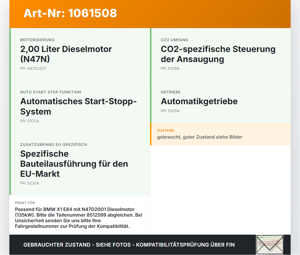 BMW X1 E84 12-15 2,0d 135KW Luftfilterkasten BMW X1 E84 12-15 29.04.2015 13718512599 AD851259902Q 8512599... Vorschau 3
