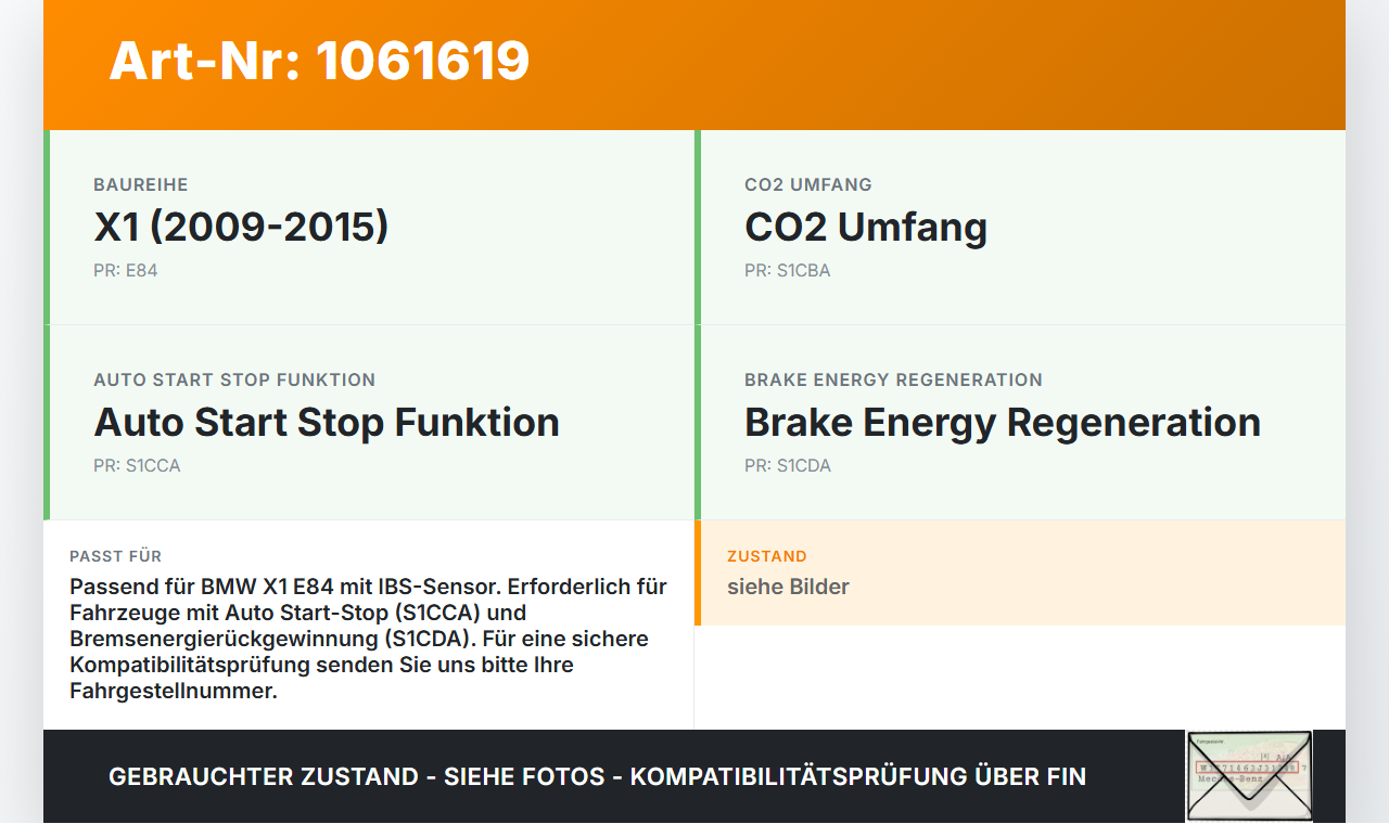 BMW X1 E84 12-15 KombiLim Minuspol Batteriekabel mit IBS Sensor BMW X1 E84 12-15 29.04.2015 61127618677 7618677... Vorschau 3