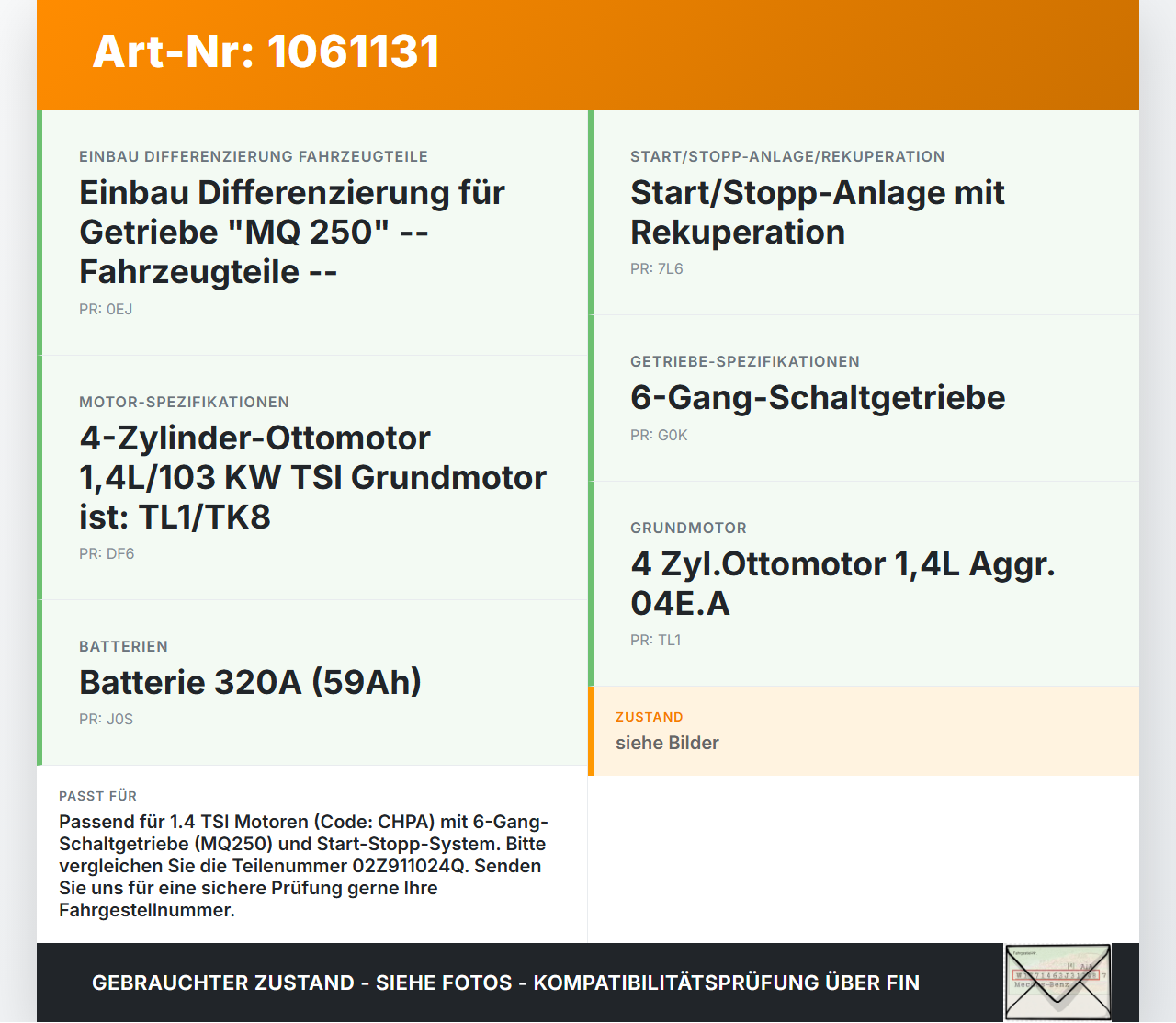 VW Golf 7 VII 5G 12-17 TSI 1,4 103KW Anlasser Starter VW Golf 7 VII 5G 12-17 22.11.2013 02Z911024Q 0001179514 gebraucht Vorschau 3