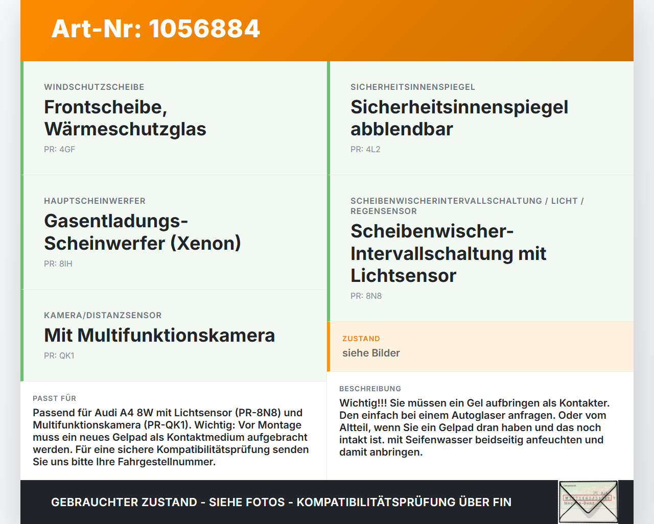 Audi A4 8W B9 15-19 Regensensor Audi A4 8W B9 15-19 08.08.2017 81A907660A gebraucht Vorschau 3