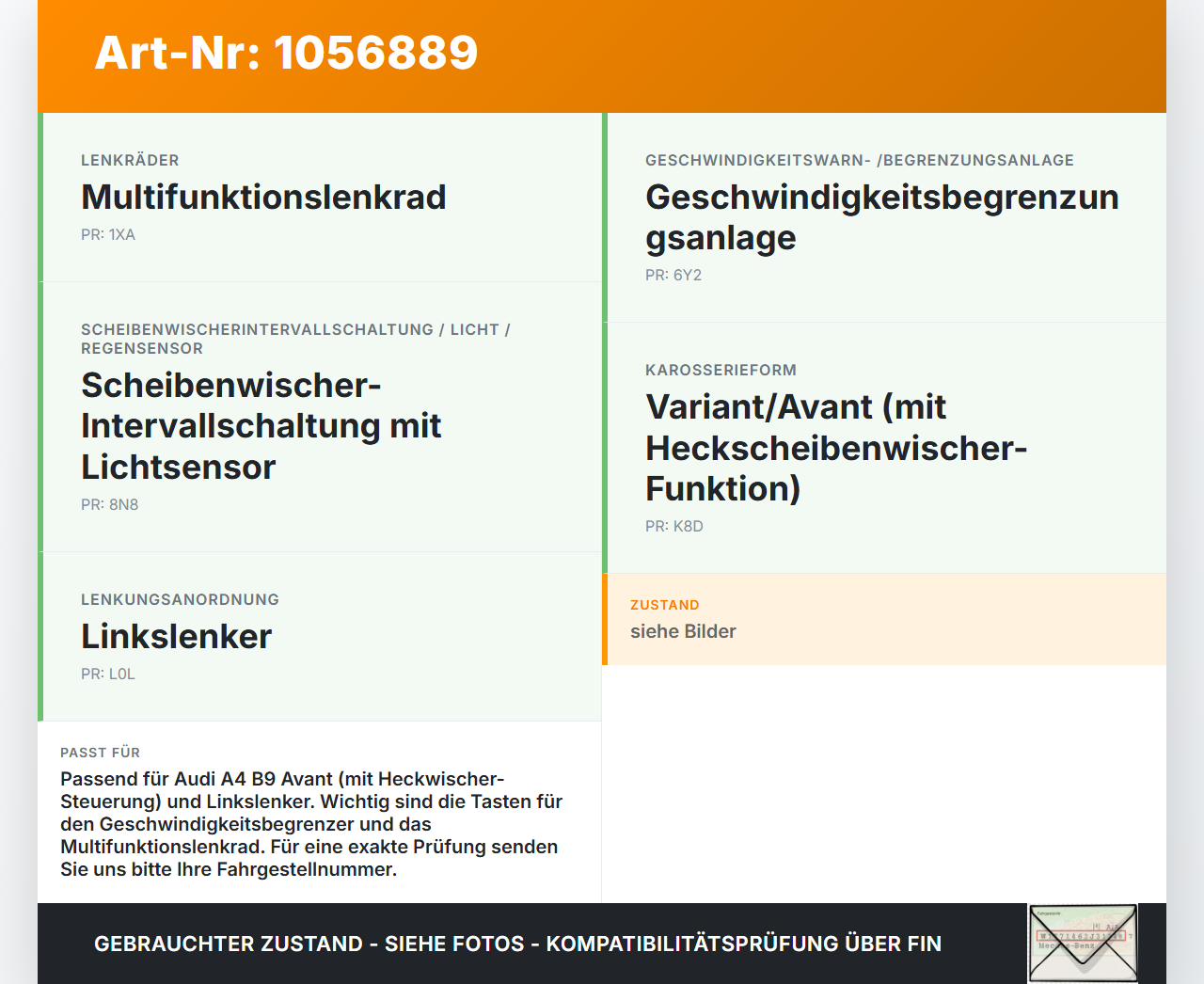 Audi A4 8W B9 15-19 Lenkstockschalter Blinker Wischer Kombischalter Audi A4 8W B9 15-19 08.08.2017 4M0907129HC... Vorschau 3