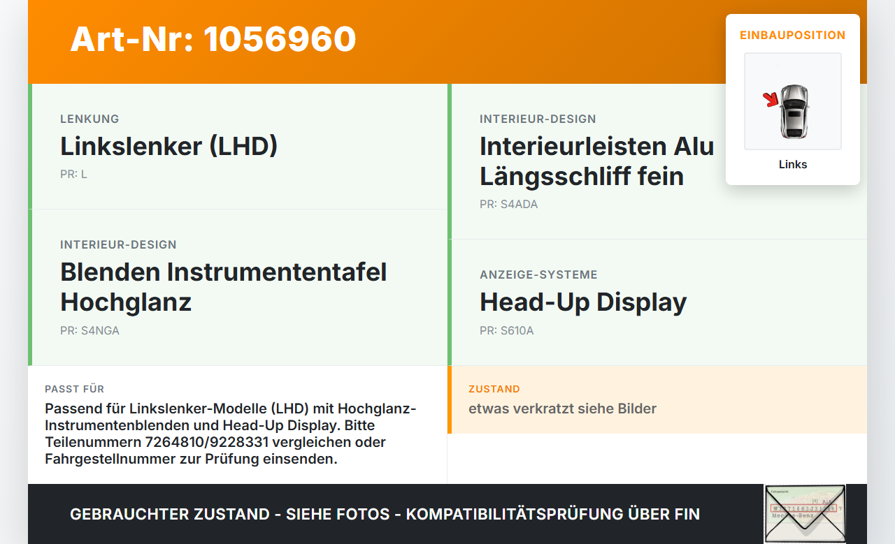 BMW X4 F26 14-18 Blende für Armaturenbrett Abdeckung Links BMW X4 F26 14-18 08.04.2016 7237721 51427237721 7264810... Vorschau 3