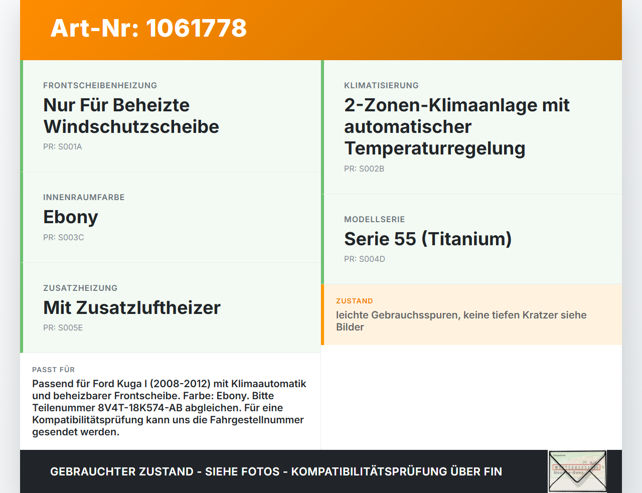 Ford Kuga I 08-12 Heckheizung Schalter Heckscheibenheizung Ford Kuga I 08-12 05.11.2010 8V4T-18K574-AB gebraucht Vorschau 3