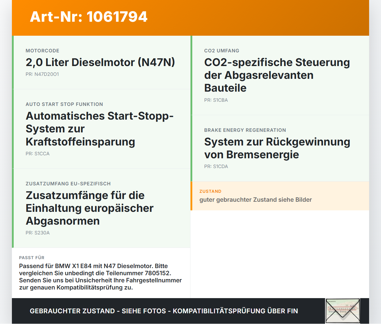 BMW X1 E84 12-15 2,0d 135KW Unterdrucksensor Drucksensor Abgasdruck BMW X1 E84 12-15 29.04.2015 7805152 13627805152... Vorschau 3