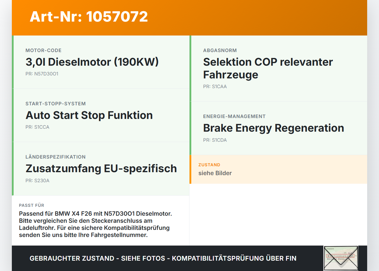 BMW X4 F26 14-18 3,0d 190KW Sensor Ansauglufttemperatursensor Ladeluftrohr BMW X4 F26 14-18 08.04.2016 11618519492... Vorschau 3