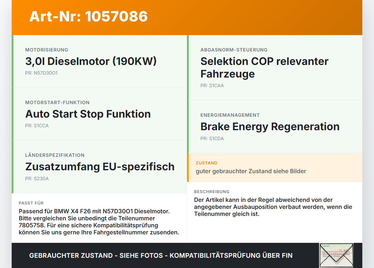 BMW X4 F26 14-18 3,0d 190KW N57D30O1 Differenzdrucksensor BMW X4 F26 14-18 08.04.2016 7805758 13627805758... Vorschau 3