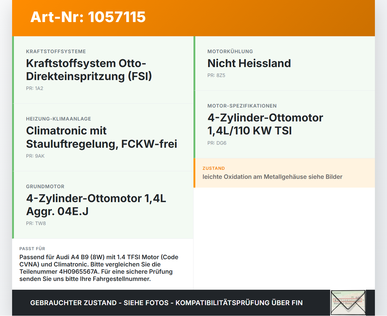 Audi A4 8W B9 15-19 TFSI 1,4 110KW Umwelzpumpe Heizung Pumpe Audi A4 8W B9 15-19 08.08.2017 4H0965569A 4H0965567A... Vorschau 3