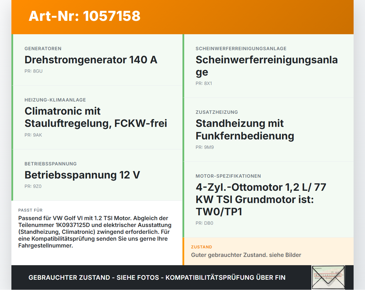 VW Golf VI 6 09-13 TSI 1,2 77KW Sicherungskasten Zentralelektrik VW Golf VI 6 09-13 15.10.2012 1K0937125D... Vorschau 3