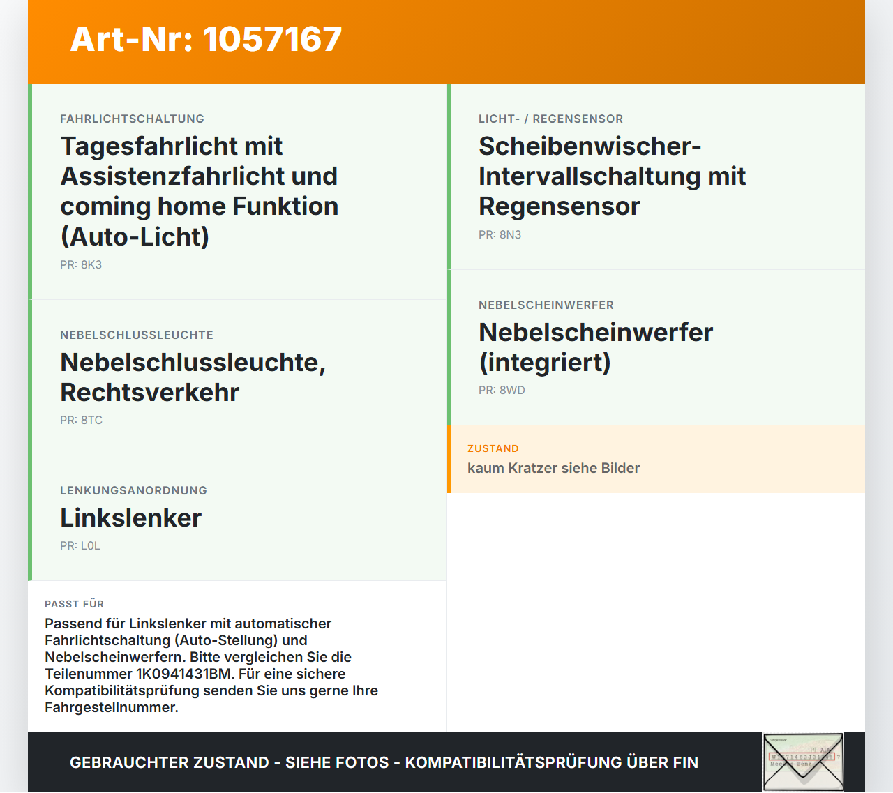 VW Golf VI 6 09-13 Lichtschalter Schalter mit Autom. VW Golf VI 6 09-13 15.10.2012 1K0941431BM 10007727 gebraucht Vorschau 3