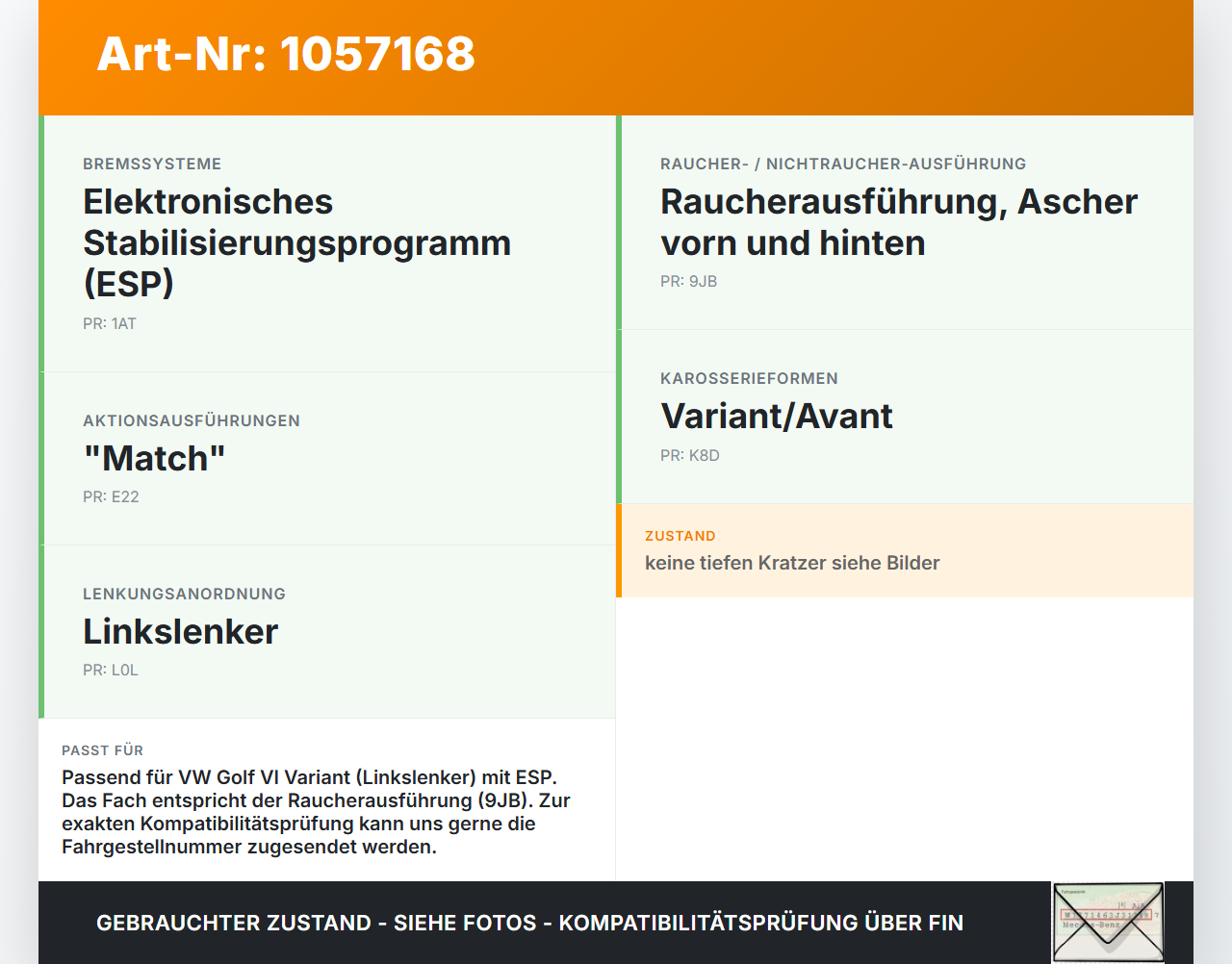 VW Golf VI 6 09-13 Kombi Ablagefach Staufach Fach mit ESP Schalter VW Golf VI 6 09-13 15.10.2012 5K0857961 VAP4498... Vorschau 3
