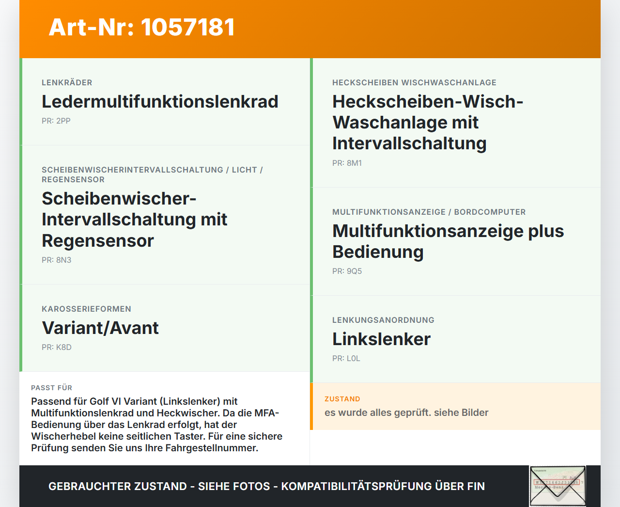 VW Golf VI 6 09-13 Lenkstockschalter Blinker Wischer Kombischalter VW Golf VI 6 09-13 15.10.2012 5K0953507BB... Vorschau 3