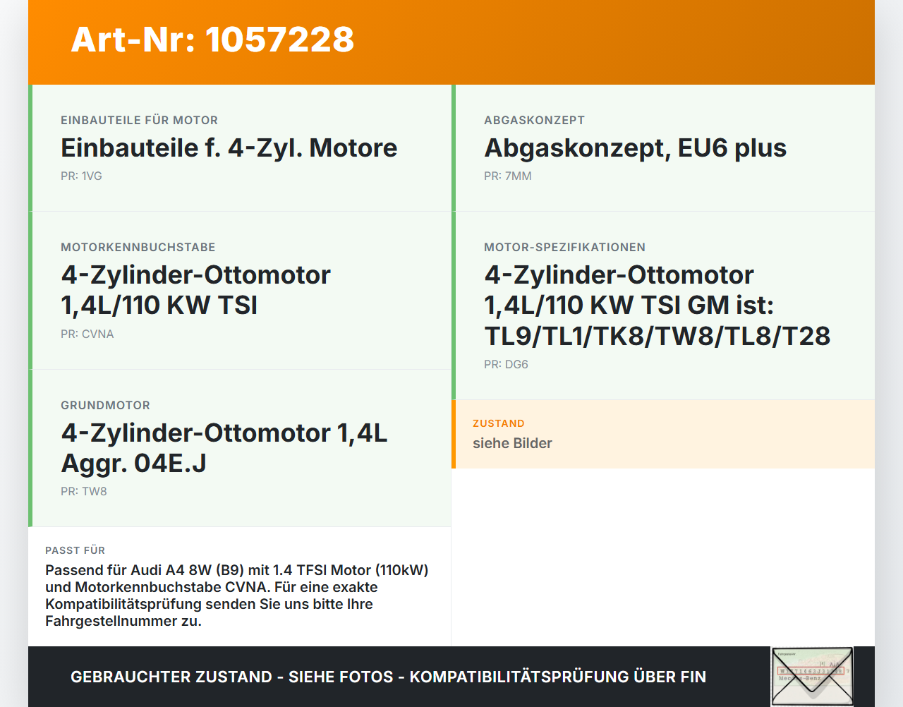Audi A4 8W B9 15-19 TFSI 1,4 110KW CVNA Turbolader Turbo Abgasturbolader Audi A4 8W B9 15-19 08.08.2017 49180-01520... Vorschau 3
