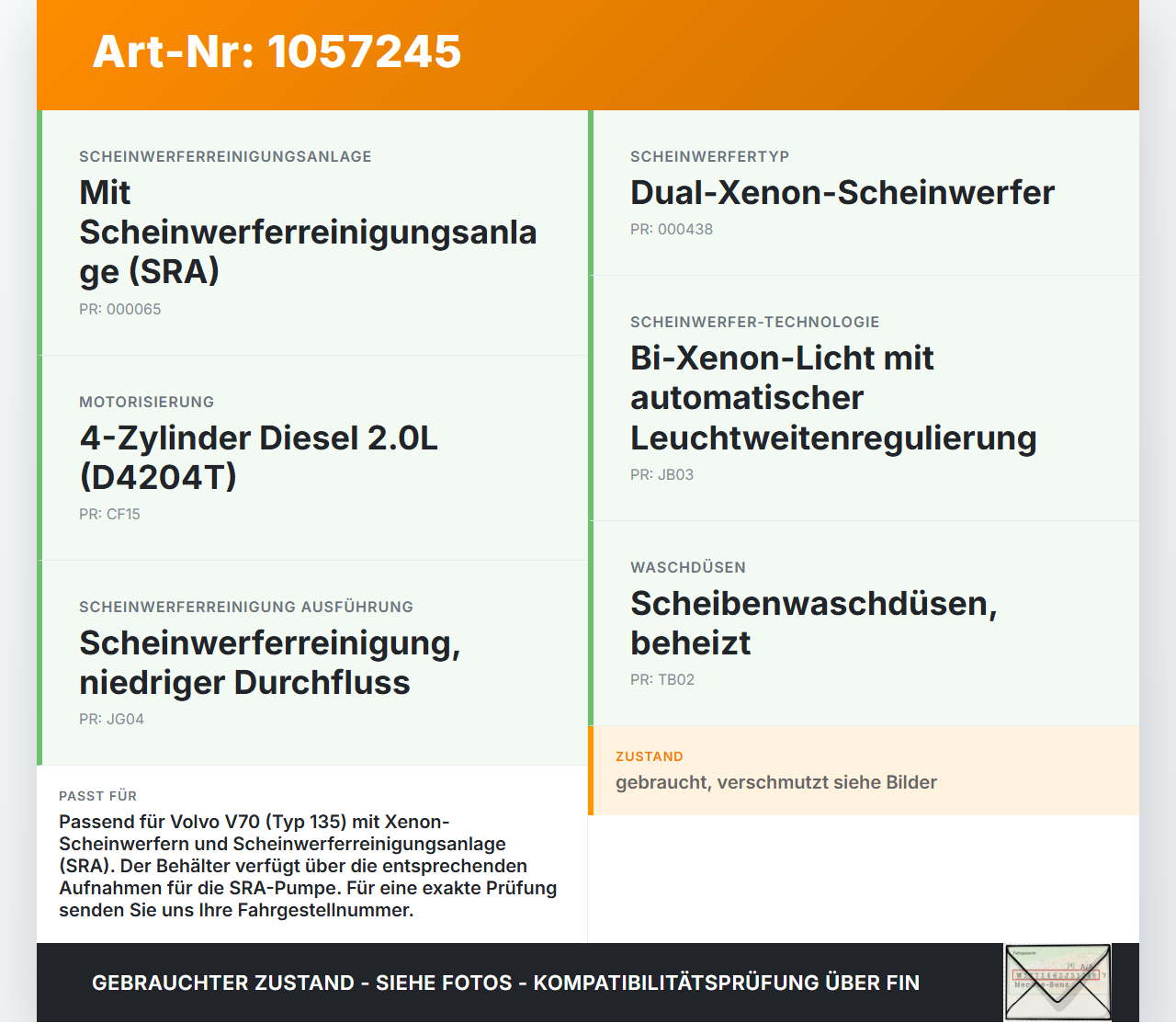 Volvo V70 135 07-13 2,0 100KW Xenon Waschwasserbehälter Wasserbehälter Volvo V70 135 07-13 17.06.2010 30784233... Vorschau 3