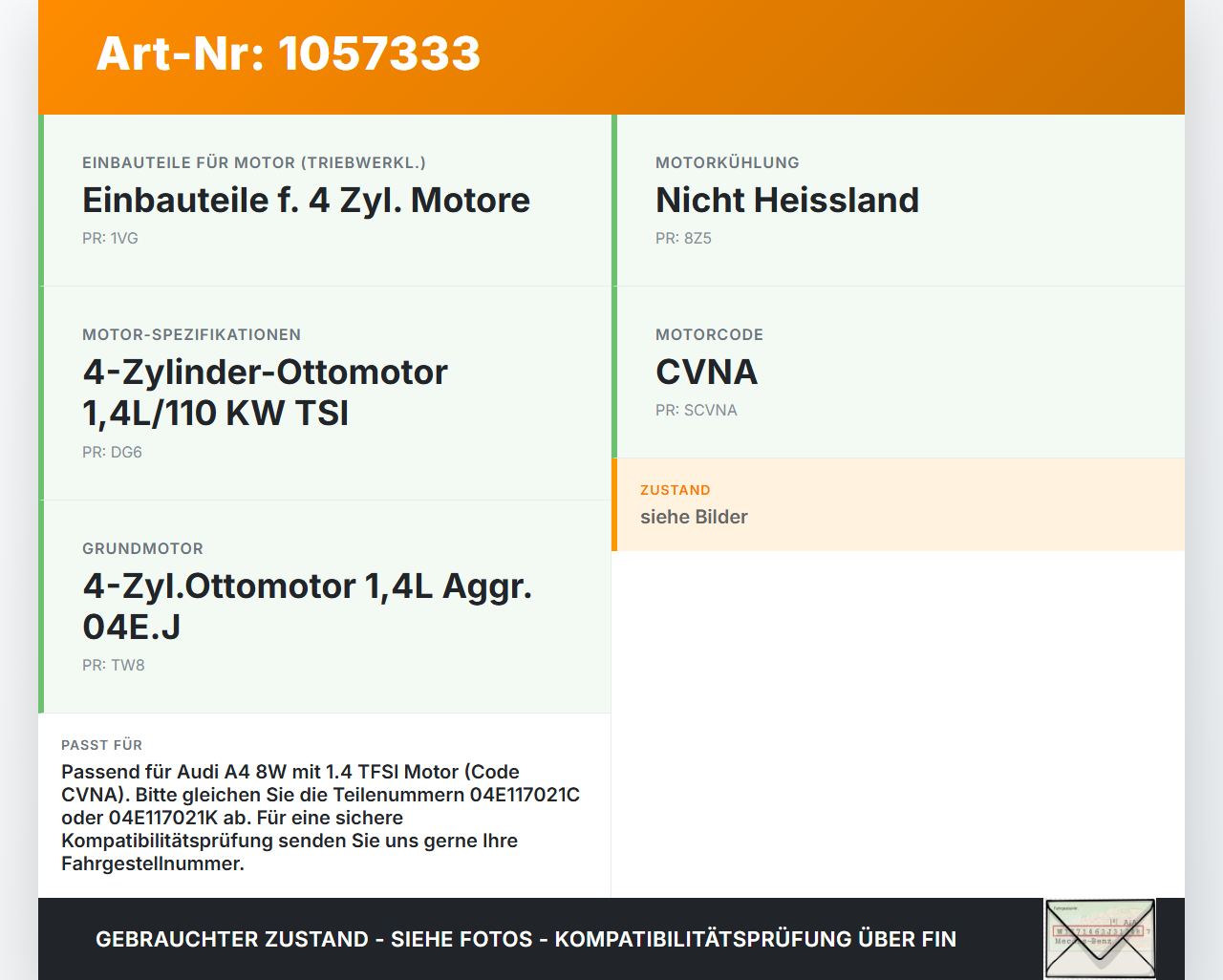 Audi A4 8W B9 15-19 TFSI 1,4 110KW Ölkühler Audi A4 8W B9 15-19 08.08.2017 04E117021C 04E117021K gebraucht Vorschau 3