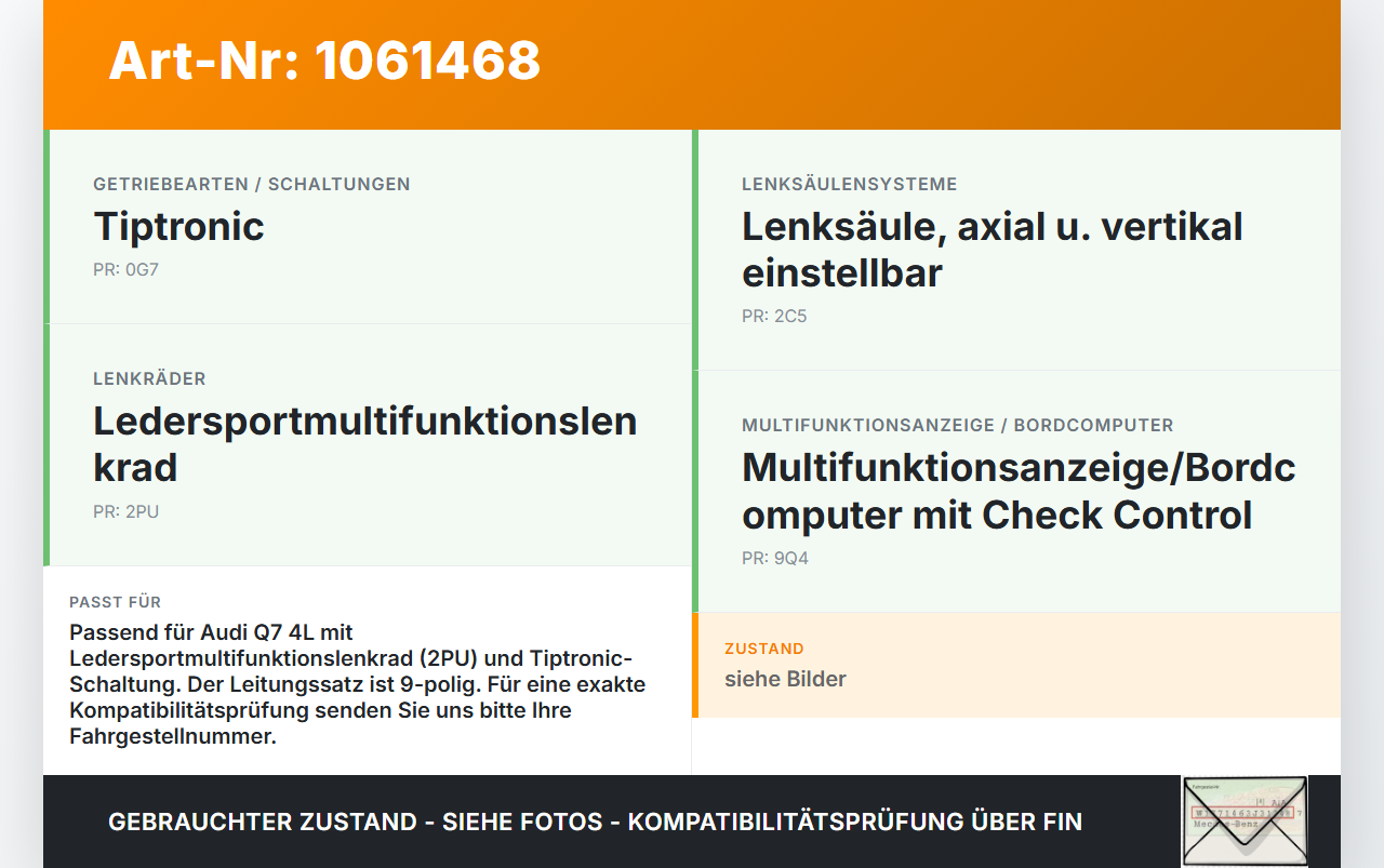 Audi Q7 4L 05-09 Kabelbaum Kabel für Multifunktion Lenkrad Audi Q7 4L 05-09 26.06.2007 4F0971589B 4F0971589A... Vorschau 3