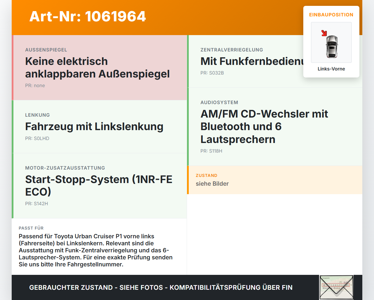 Toyota Urban Cruiser P1 09-14 Kabelbaum Tür und Fensterheber Links Vorne Toyota Urban Cruiser P1 09-14 21.07.2009... Vorschau 3