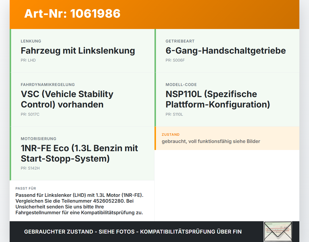 Toyota Urban Cruiser P1 09-14 Lenkungsteil Kreuzgelenk Toyota Urban Cruiser P1 09-14 21.07.2009 4526052280 gebraucht Vorschau 3