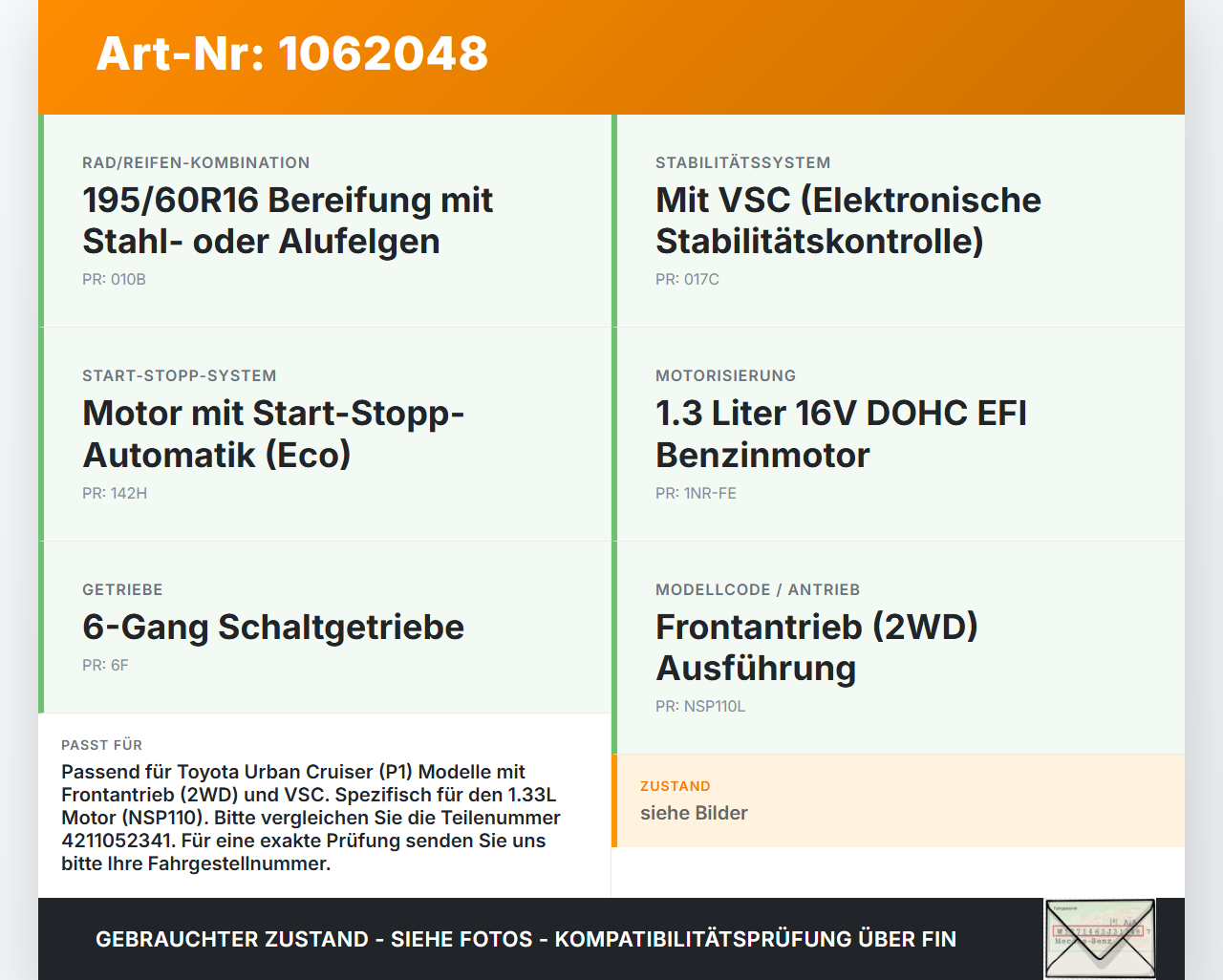 Toyota Urban Cruiser P1 09-14 Hinterachse Achse Achsträger Toyota Urban Cruiser P1 09-14 21.07.2009 4211052341 gebraucht Vorschau 3