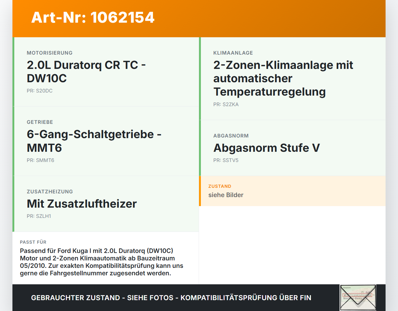 Ford Kuga I 08-12 TDCi 2,0 120KW Klimakompressor Klima Kompressor Ford Kuga I 08-12 05.11.2010 AV41-19D629-AE... Vorschau 3