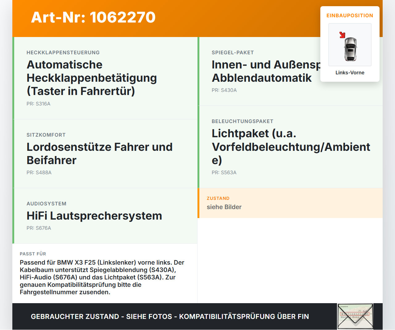 BMW X3 F25 10-14 Kabelbaum Tür und Fensterheber Links Vorne BMW X3 F25 10-14 24.01.2013 9252368 61129252368 9243646... Vorschau 3