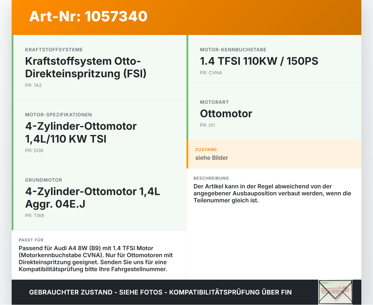 Audi A4 8W B9 15-19 TFSI 1,4 110KW Zündspule Zyl.3 Audi A4 8W B9 15-19 08.08.2017 04E905110K gebraucht Vorschau 3
