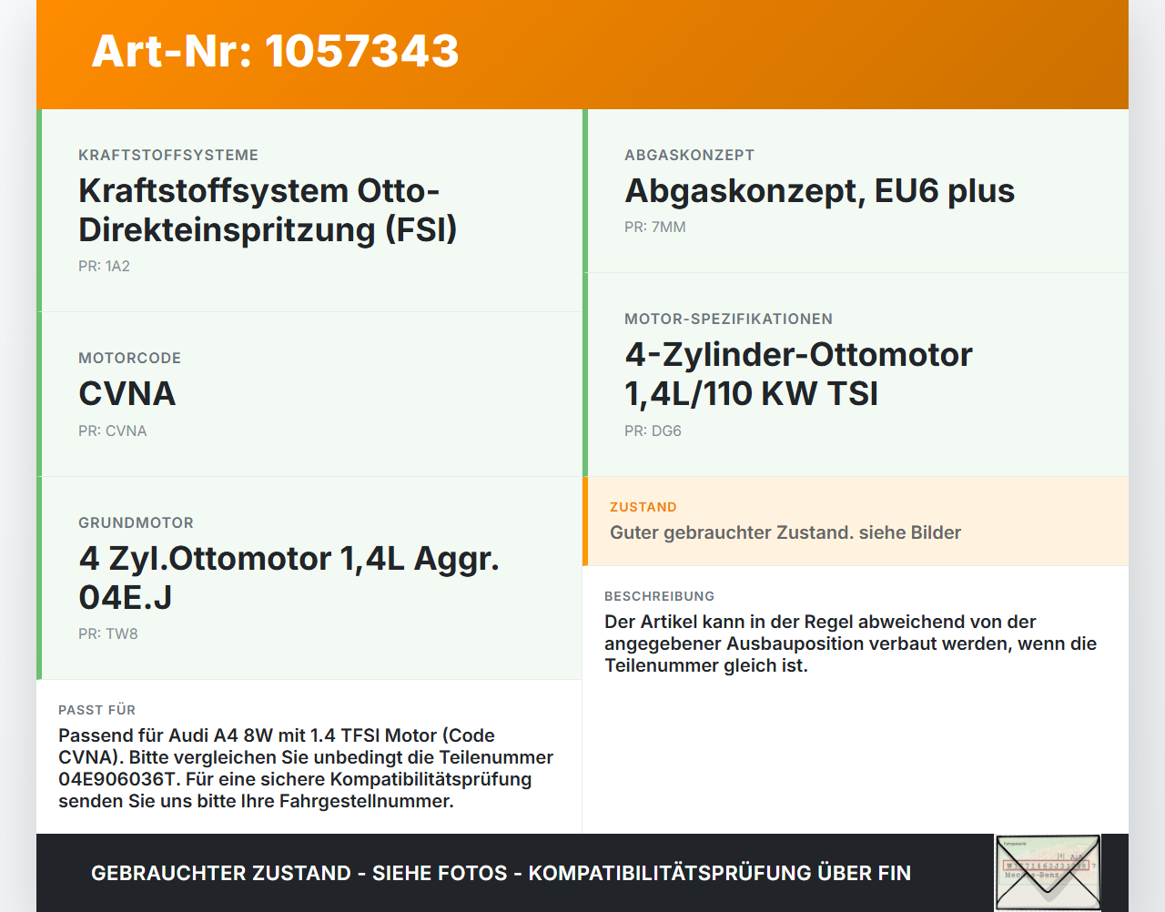 Audi A4 8W B9 15-19 TFSI 1,4 110KW Injektor Einspritzdüse Zyl.1 Audi A4 8W B9 15-19 08.08.2017 04E906036AF... Vorschau 3