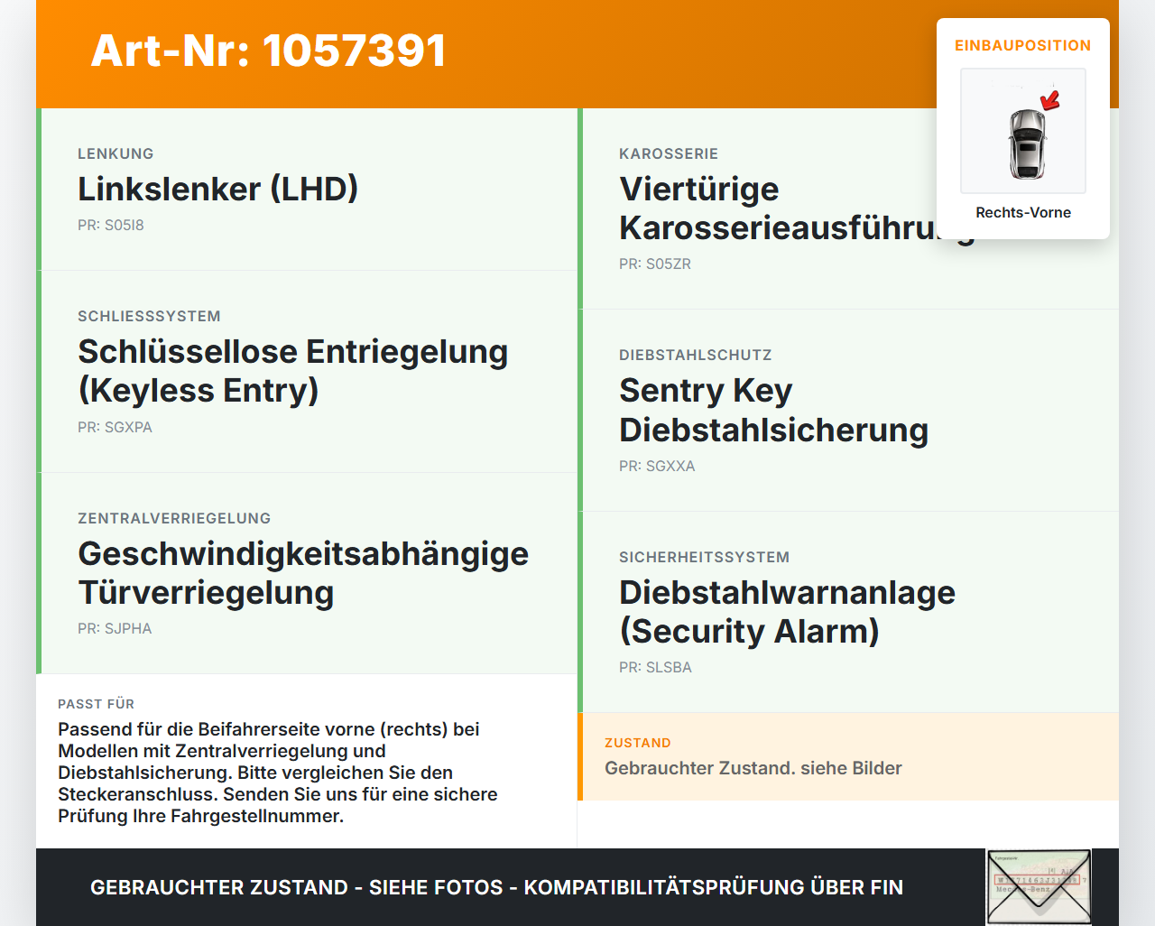 Jeep Compass MK49 10-14 Türschloss m. ZV Stellmotor Rechts Vorne Jeep Compass MK49 10-14 31.01.2014 P04589422AH... Vorschau 3