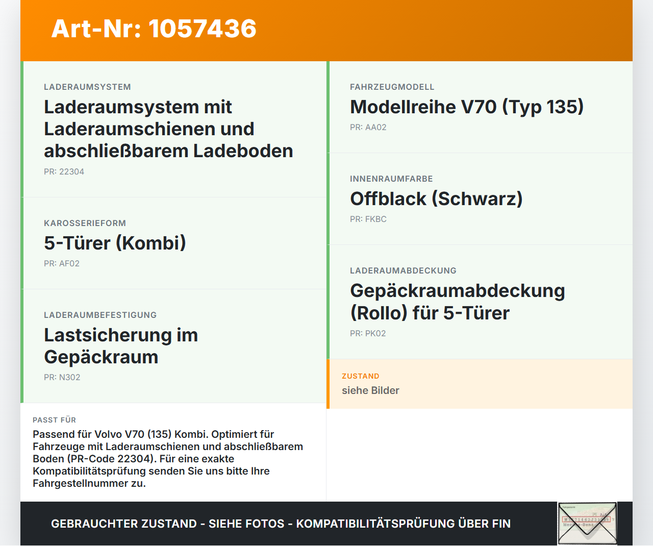 Volvo V70 135 07-13 Kombi Laderaumwanne Kofferraumwanne Volvo V70 135 07-13 17.06.2010 gebraucht Vorschau 3