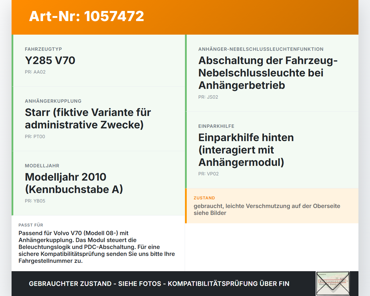 Volvo V70 135 07-13 Steuergerät Anhängerkupplung Trailer Modul SG Orig. Jaeger CANtrol Volvo V70 135 07-13... Vorschau 3