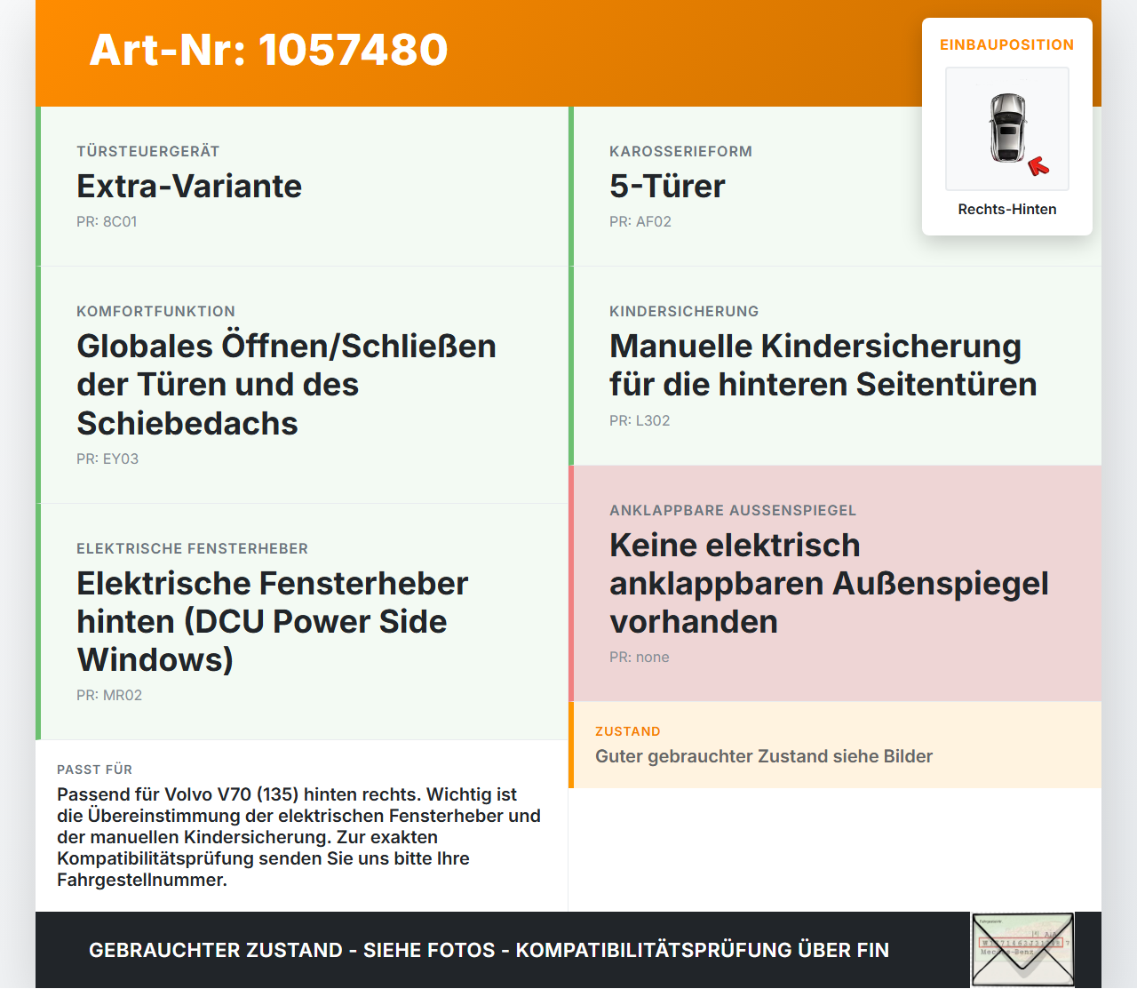 Volvo V70 135 07-13 Steuergerät ECU Modul Türsteuergerät Rechts Hinten Volvo V70 135 07-13 17.06.2010... Vorschau 3