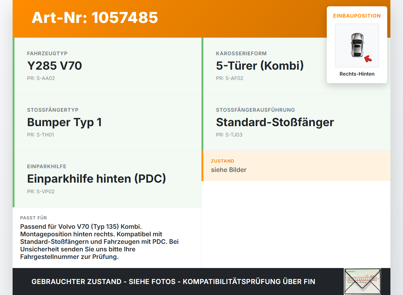 Volvo V70 135 07-13 Kombi Halter Träger Aufnahme Führung Stoßstange Rechts Hinten Volvo V70 135 07-13 17.06.2010... Vorschau 3